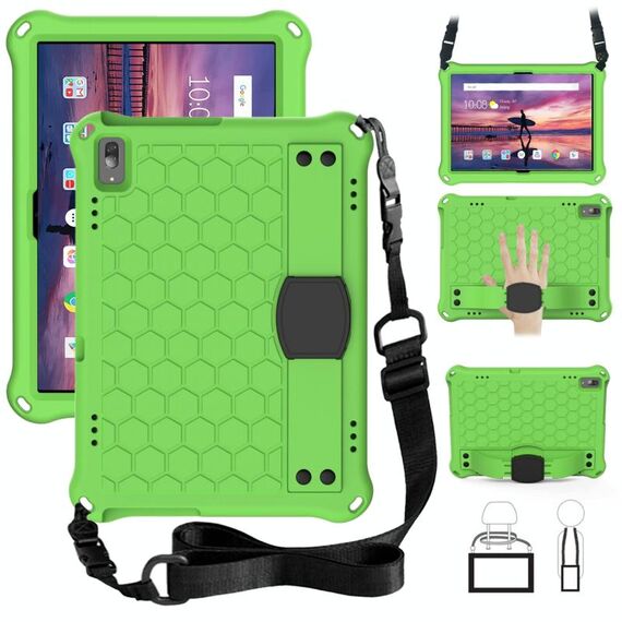 Per Lenovo TAB 4 10 TB-X304F / N Design a nido d'ape + Materiale PC + PC Quattro angolo Anti caduta Shell protettiva con cinturino (verde + nero)