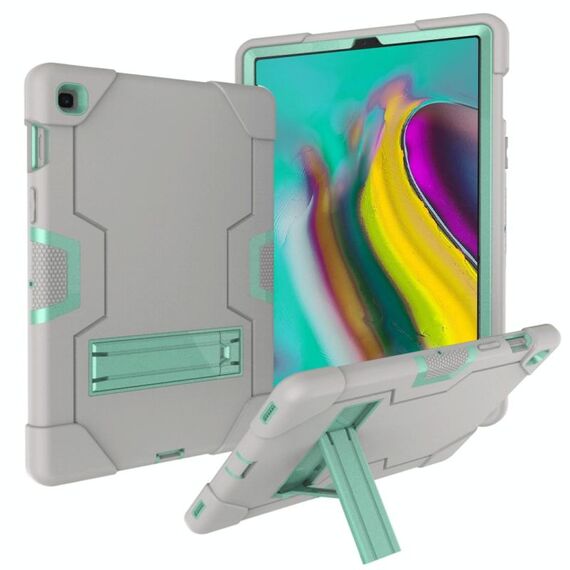 Per Galaxy Tab S5e T720 Custodia combinata in silicone a colori a contrasto + PC con supporto (grigio + acqua)