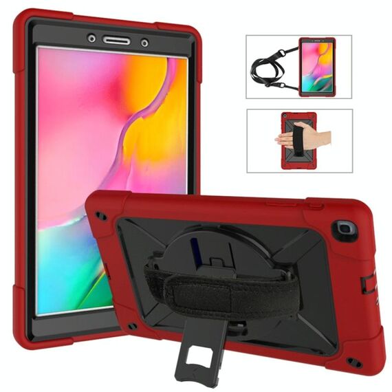 Per Galaxy Tab A 8.0 (2019) T290 Custodia combinata in silicone a colori a contrasto + PC con supporto (rosso + nero)