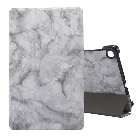 Per Galaxy Tab S6 Lite P610 / P615 Custodia in pelle a ribaltamento orizzontale con struttura in marmo, con supporto a tre pieghe e funzione di sospensione / sveglia (nero grigio)