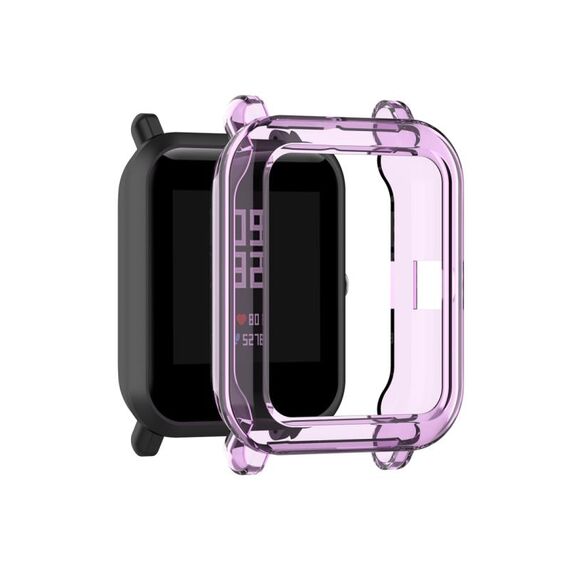 Per Amazfit Bip Lite Versione 1S / Bip S Custodia protettiva per orologio in TPU trasparente (Viola trasparente)