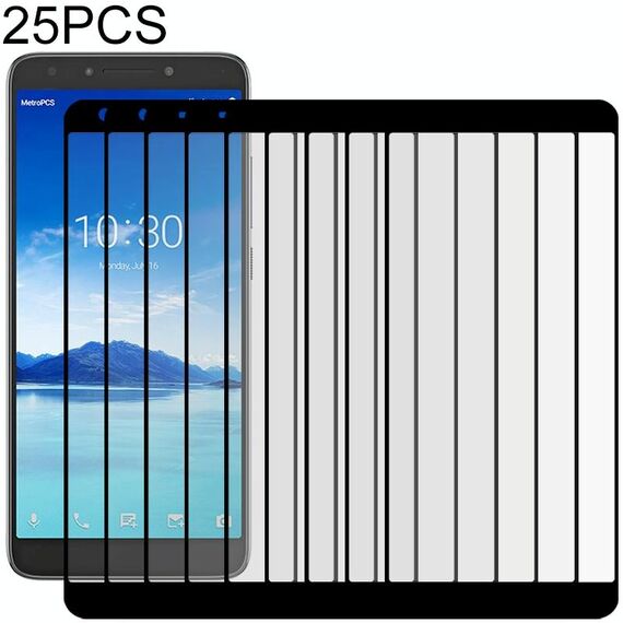 Per Alcatel 7 25 PCS Pellicola intera a schermo intero in vetro temperato (nero)