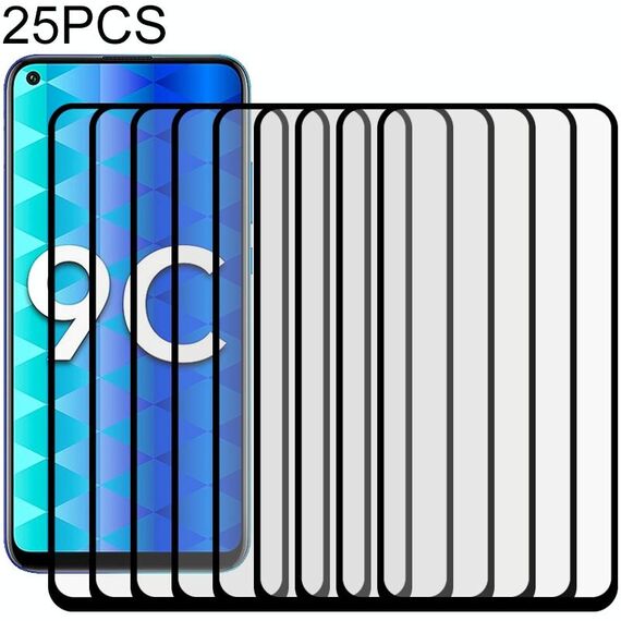 Per Huawei Honor 9C 25 PCS Full Glue Pellicola in vetro temperato a schermo intero (nero)