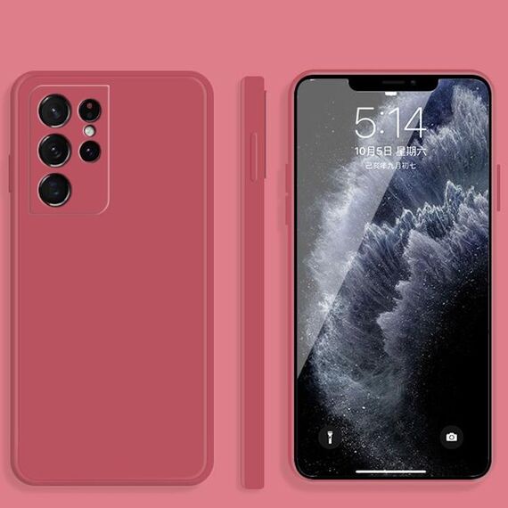 Per Samsung Galaxy S21 Ultra 5G colore solido imitazione liquido liquido silicone dritto caso a discesa copertura completa custodia protettiva (rosso)