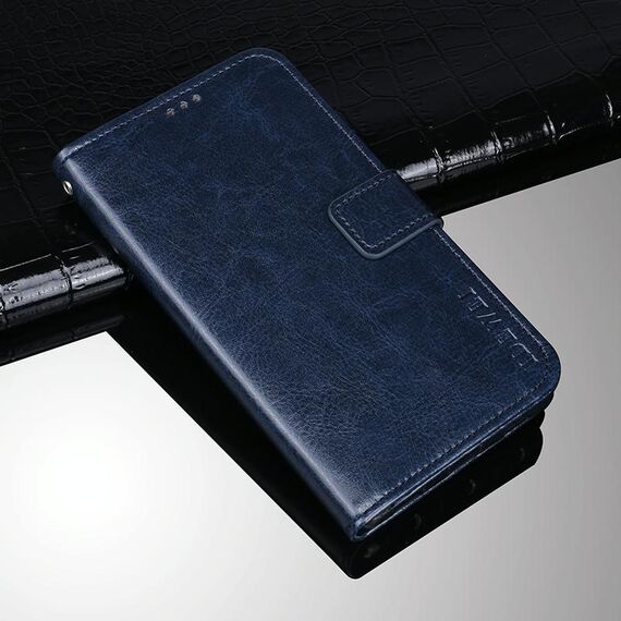 Per Asus Zenfone 8 ZS590KS Idewei Crazy Horse Texture Custodia in pelle flip orizzontale con titolare e slot per schede e portafoglio (blu)