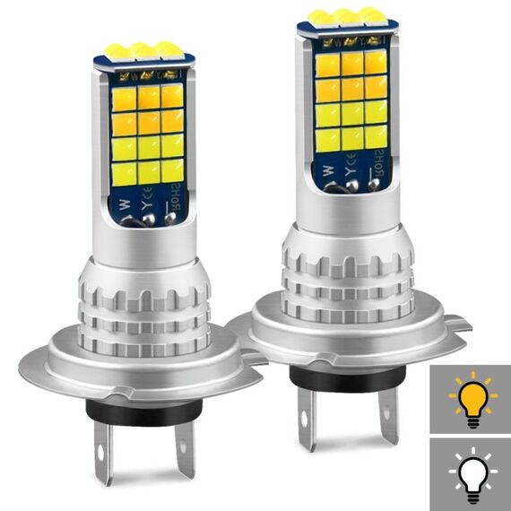 2 PCS V6 H7 DC9-36V 30W 3000LM IP65 Auto LED Doppio colore Fendinebbia con lampada SMD-2525 30LEDS