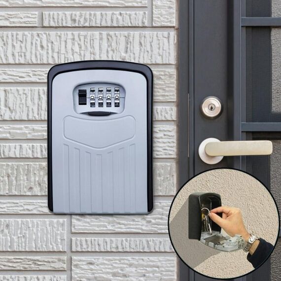 Cassetta di sicurezza per armadietto a muro con serratura con password grande Scatola di sicurezza per villa in metallo (grigio)