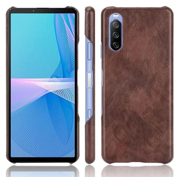 Per Sony Xperia 1 III anti-antiurtima texture texture PC + custodia PU (marrone)