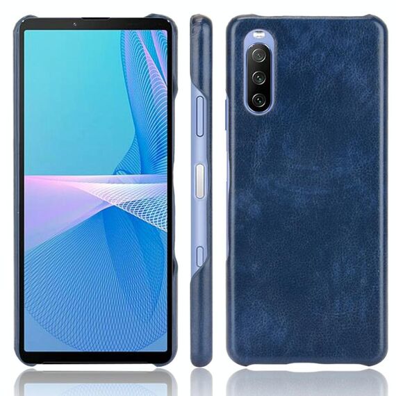 Per Sony Xperia 10 III antiurtiso texture texture PC + custodia PU (blu)