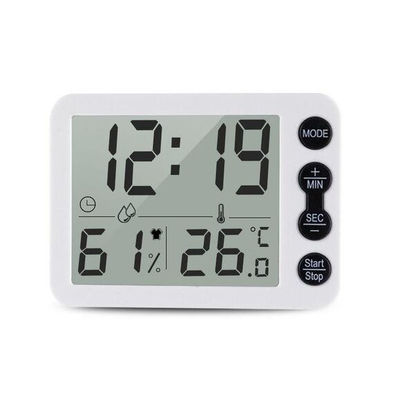 TS-9606-WB Allarme di grande schermo Timer Timer Temperatura Temperatura Misuratore (Bianco Nero) (Bianco + Nero)