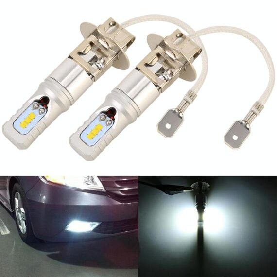 2 PCS H3 DC12V / 4.5W / 6000K / 360LM Fendinebbia a LED per auto con 6 perline lampada CSP, luce bianca (argento)