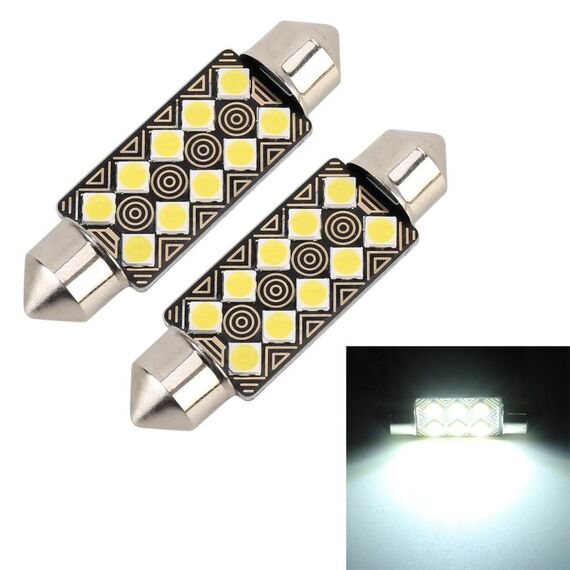 2 PCS 41mm DC12V / 1.5W / 6000K / 110LM 10LEDs SMD-3030 Lampada da lettura per auto Dome Light, con decoder