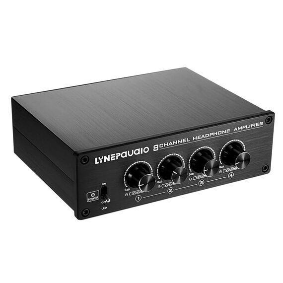 LINEPAUDIO A966 Pro Amplificatore per cuffie a otto canali Amplificatore di segnale per distributore di cuffie (nero)