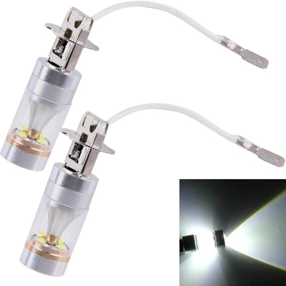 2 PZ H3 30W 350 LM 6000K Luce bianca CREE 6 LED Lampadina fendinebbia per auto, CC 12V