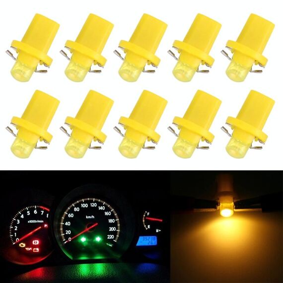 10 PCS 0.4W B8.5 Pannello strumenti a cuneo COB LED Light Dashboard Gauge Cluster Indicatore Lampadina (ambra)
