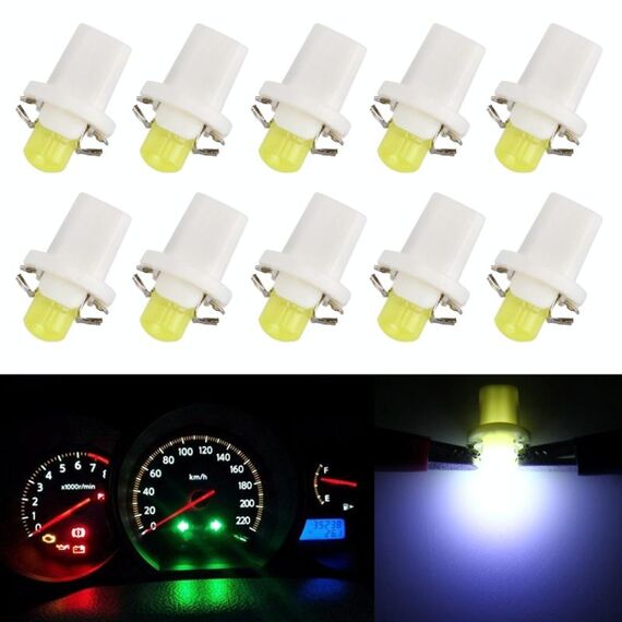 10 PCS 0.4W B8.5 Pannello strumenti a cuneo COB LED Light Dashboard Gauge Cluster Indicatore Lampadina (luce bianca)