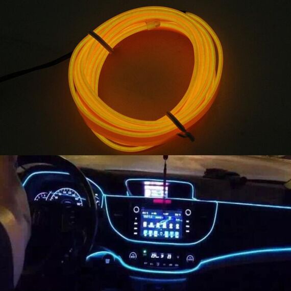 Striscia LED flessibile a luce fredda 2M per decorazione auto (luce gialla)