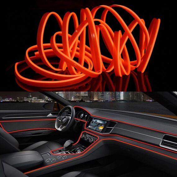 Striscia LED flessibile a luce fredda da 4 m per la decorazione dell'auto (luce arancione)