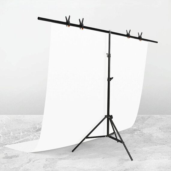 200x200cm T-Shape Photo Studio Supporto per sfondo Supporto per sfondo Kit staffa per barra trasversale con clip, senza sfondo