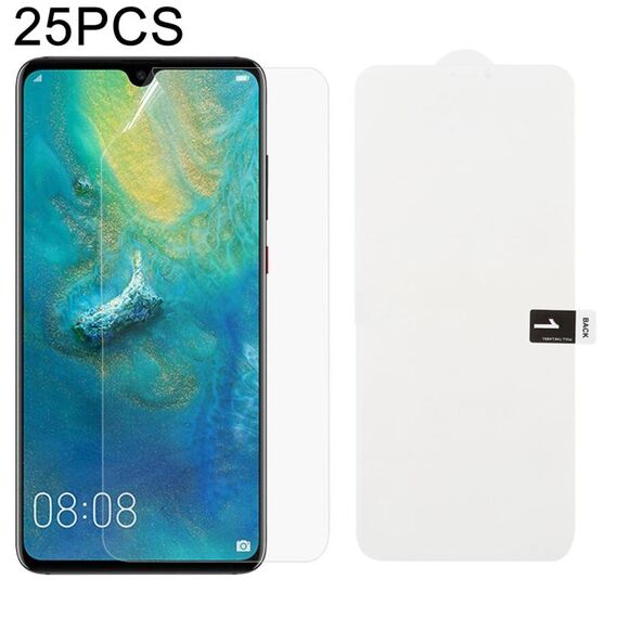 25 PCS Soft Hydrogel Film Full Cover Front Protector con cotone alcolico + Scratch Card per Huawei Mate 20