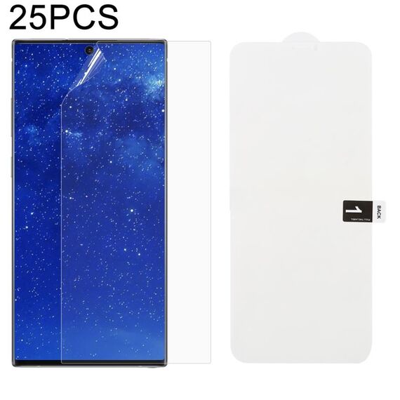 25 PCS Morbida pellicola in idrogel Protezione anteriore con copertura completa con cotone alcolico + Gratta e vinci per Galaxy Note 10