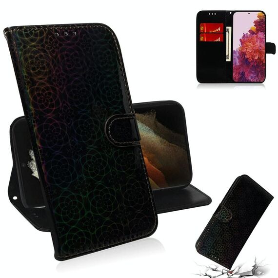 Per Samsung Galaxy S30 Custodia in pelle PU con fibbia magnetica colorata ultra tinta unita con supporto e slot per schede, portafoglio e cordino (nero)