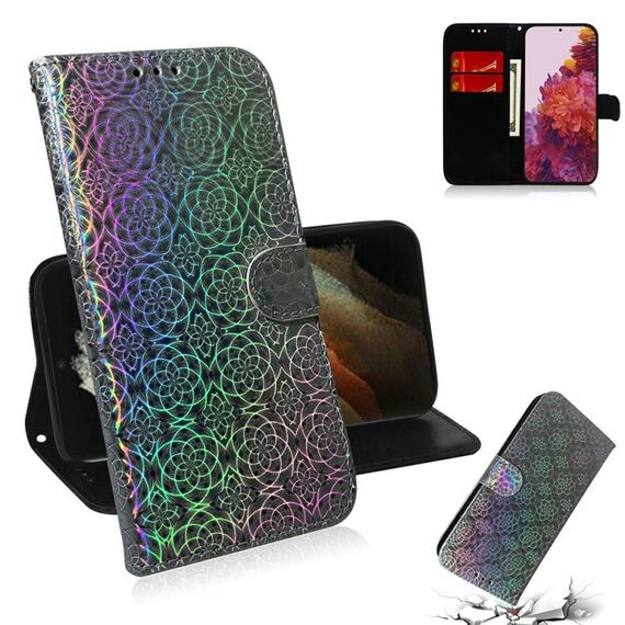 Per Samsung Galaxy S30 Custodia in pelle PU con fibbia magnetica colorata colorata ultra tinta unita con supporto e slot per schede, portafoglio e cordino (argento)