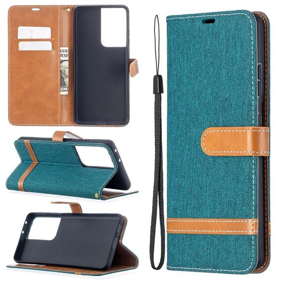 Per Samsung Galaxy S30 Custodia in pelle a vibrazione orizzontale con texture denim ultra abbinata ai colori con supporto e slot per schede, portafoglio e cordino