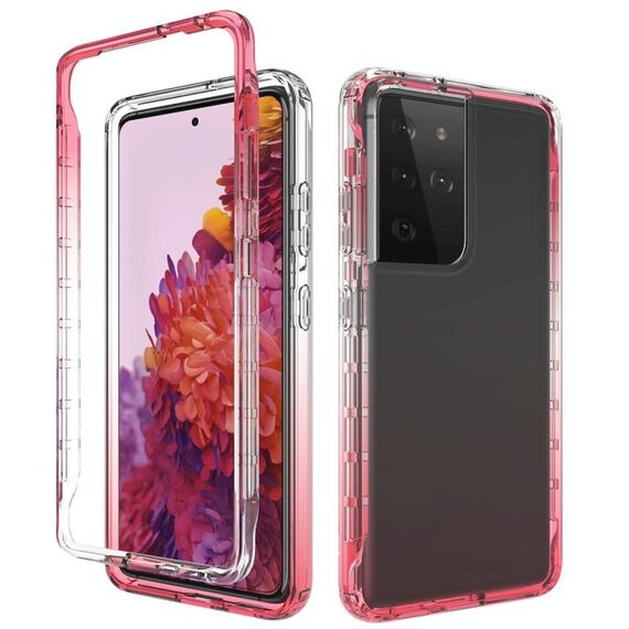 Per Samsung Galaxy S21 Ultra 5G antiurto ad alta trasparenza bicolore a cambio graduale PC + custodia protettiva in TPU colori caramella (rosso)