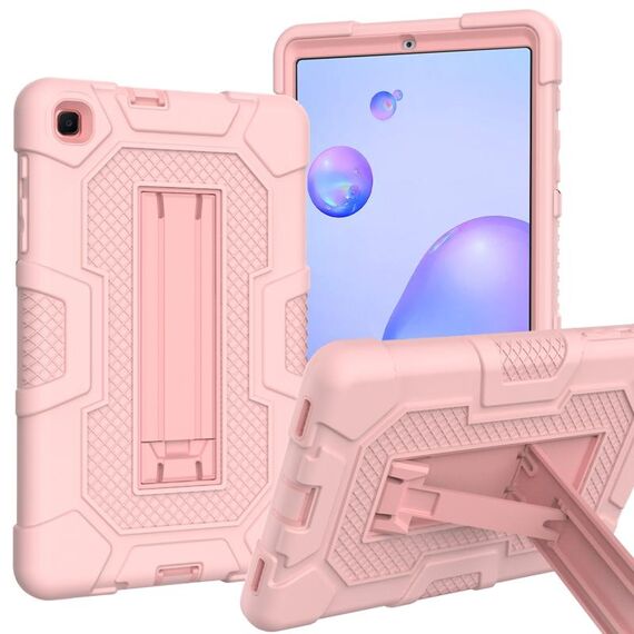 Per Samsung Galaxy Tab A 8.4 (2020) / T307 Custodia protettiva in silicone antiurto per robot a colori a contrasto + Custodia protettiva per PC con supporto (oro rosa)