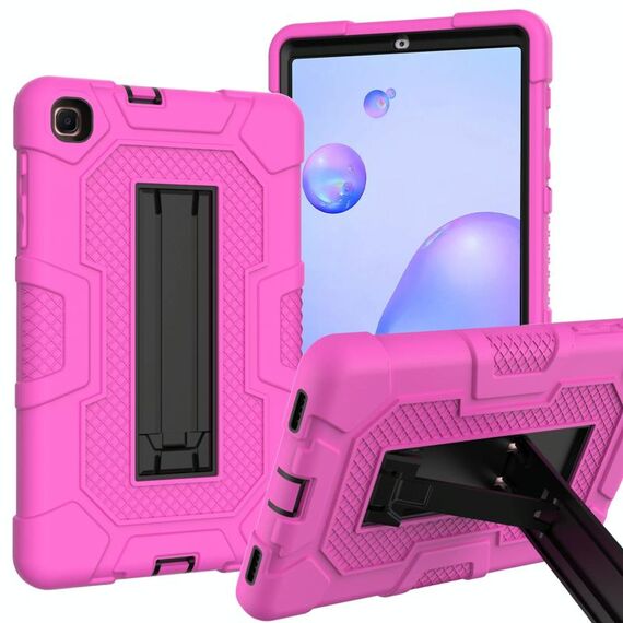 Per Samsung Galaxy Tab A 8.4 (2020) / T307 Custodia protettiva in silicone antiurto per robot a colori a contrasto + custodia protettiva per PC con supporto (rosa rossa nera)