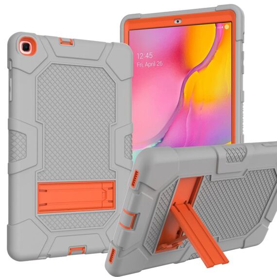 Per Samsung Galaxy Tab A 10.1 (2019) / T510 Custodia protettiva in silicone antiurto per robot a colori a contrasto + PC con supporto (grigio arancione)