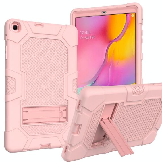 Per Samsung Galaxy Tab A 10.1 (2019) / T510 Custodia protettiva in silicone antiurto per robot a colori a contrasto + PC con supporto (oro rosa)