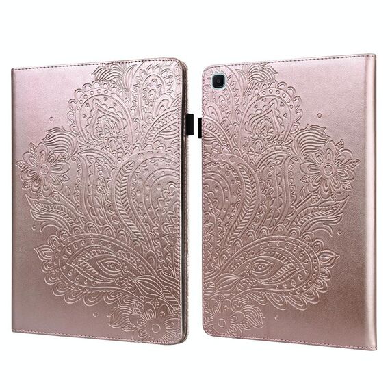 Per Samsung Galaxy Tab S6 Lite P610 Custodia rigida in TPU + PU con motivo a rilievo in rilievo orizzontale in pelle con supporto e slot per schede e portafoglio e funzione sleep / Wake-up (oro rosa)
