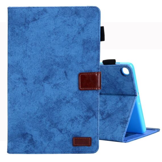 Per Galaxy Tab A 10.1 (2019) Custodia in pelle ribaltabile orizzontale stile business, con supporto e slot per scheda, cornice per foto e funzione di sospensione / sveglia (blu)