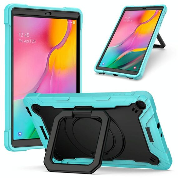 Per Samsung Galaxy Tab A10.1 (2019) T510 Custodia in silicone antiurto per robot a colori a contrasto + Custodia per PC con supporto per cinturino (verde menta + nero)