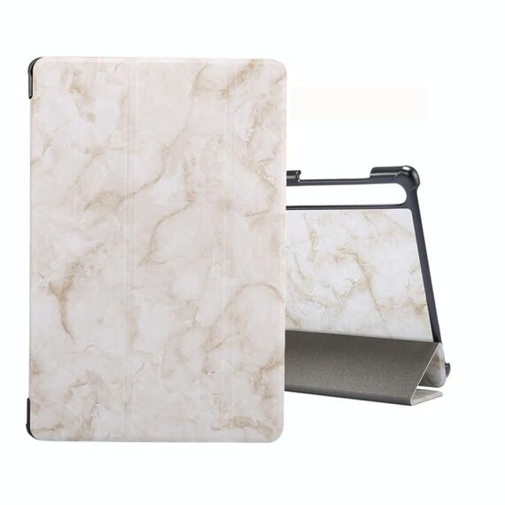 Per Galaxy Tab S6 10.5 T860 Custodia in pelle a vibrazione orizzontale con motivo a struttura in marmo, con supporto a tre pieghe e funzione Sleep / Wake-up (grigio)