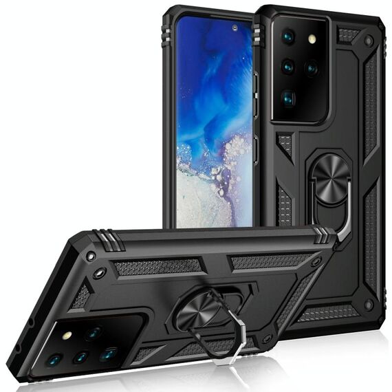 Per Samsung Galaxy S21 Ultra 5G Custodia protettiva antiurto in TPU + PC con supporto girevole a 360 gradi (nero)