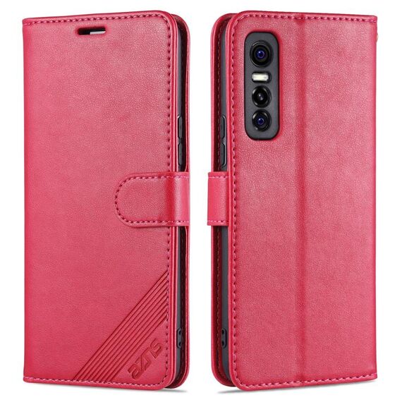 Per Vivo S7e AZNS Struttura in pelle di pecora orizzontale in pelle flip con supporto e carte slot e portafoglio (rosso)