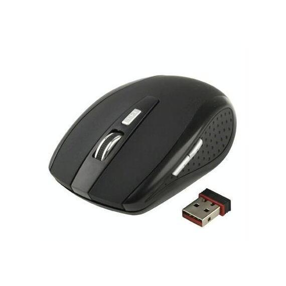 Mouse ottico wireless 6D a 2,4 GHz 800 ~ 1600 DPI con mini ricevitore USB, plug and play, distanza di lavoro fino a 10 metri (nero)