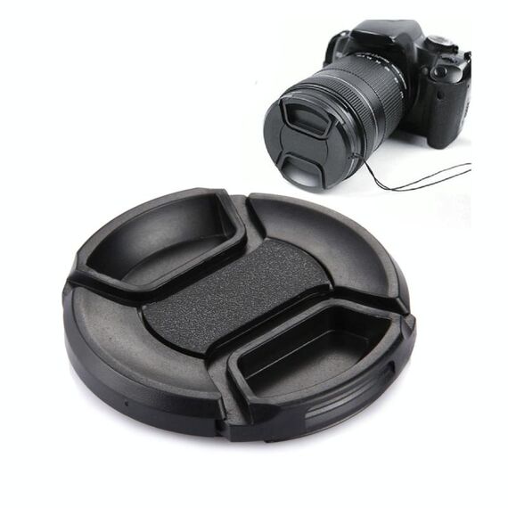 Copriobiettivo fotocamera con presa centrale da 58 mm (nero)