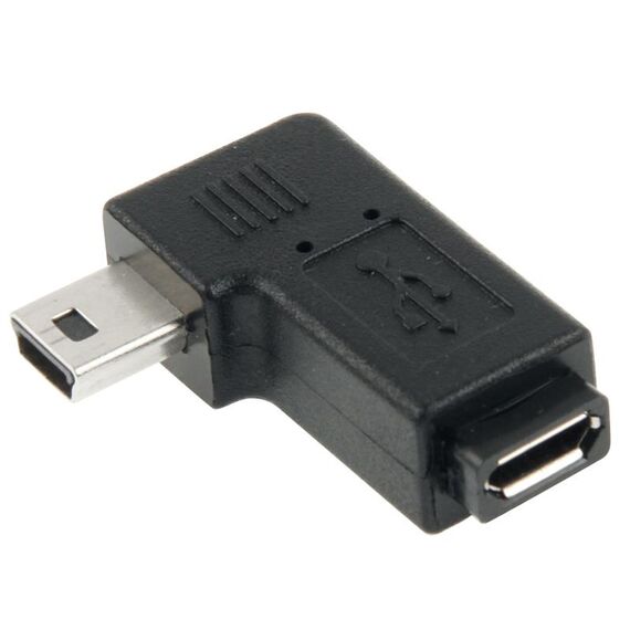 Adattatore da micro USB a mini USB da 90 gradi (nero)