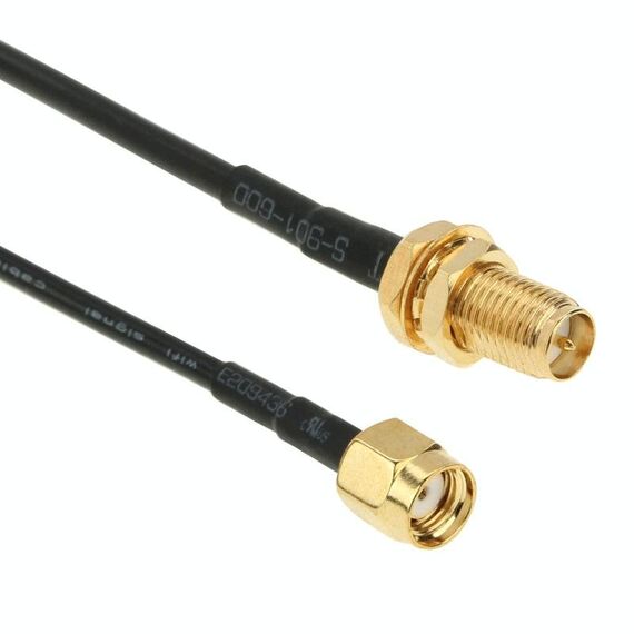 Cavo da maschio a femmina RP-SMA wireless a 2,4 GHz (cavo di prolunga per antenna ad alta frequenza 178), lunghezza: 6 m (nero)