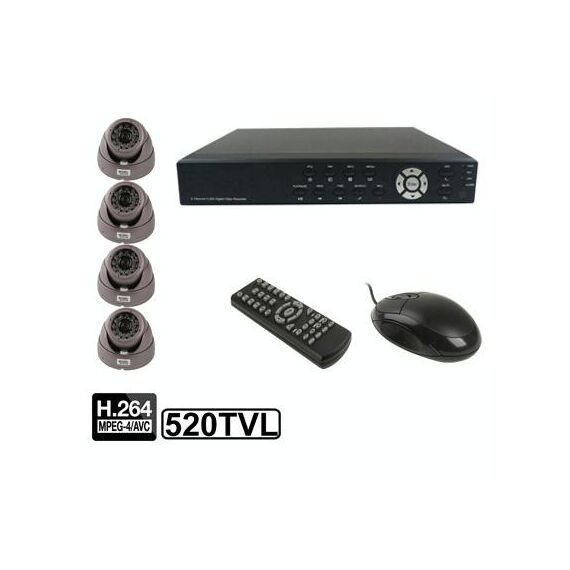 Kit videoregistratore digitale integrato a 4 canali (1/3 Sony CCD, 520TVL, 24 x LED IR, obiettivo 6 mm, distanza IR: 25 m, H.264 (8204EV + 622A)