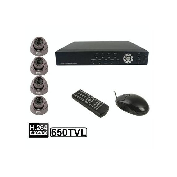 Kit videoregistratore digitale integrato a 4 canali (1/3 Sony CCD, 650TVL, 24 x LED IR, obiettivo 6mm, distanza IR: 25m, H.264 (8204EV + 622A)
