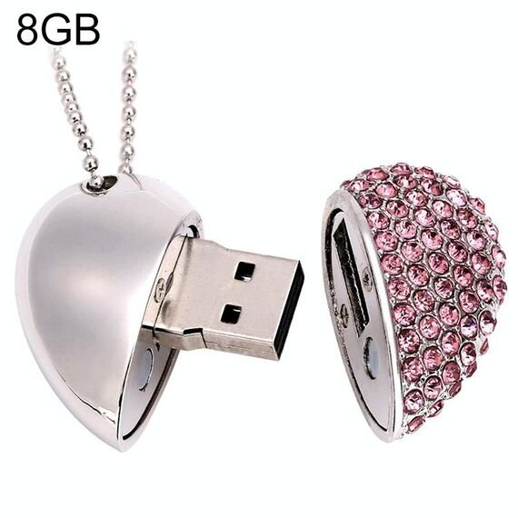 Disco flash USB con gioielli con diamanti a forma di cuore, speciale per regali di San Valentino (8 GB)