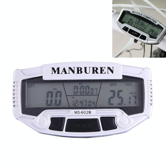 Contachilometri contachilometri ciclocomputer con display LCD multifunzione (MS-602B) (argento)