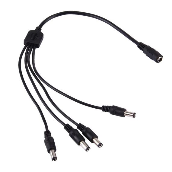 Cavo di alimentazione CC da 1 femmina a 4 spine maschio 5,5 x 2,1 mm (nero)