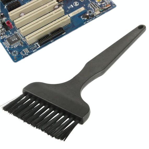 Spazzola per pulizia antistatica con manico piatto a 12 raggi per componenti elettronici, lunghezza: 17 cm (nero)