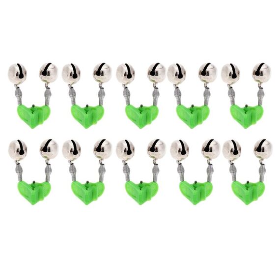 10 PCS Accessori da pesca Doppia campana Clip su canna da pesca Allarme esche da pesca, consegna a colori casuali
